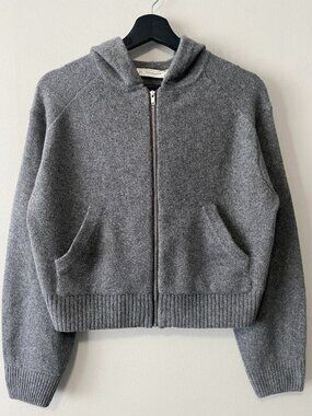 NWT Everlane Full-Zip Hoodie in Wool Cashmere Heather Charcoal Womens Size Small